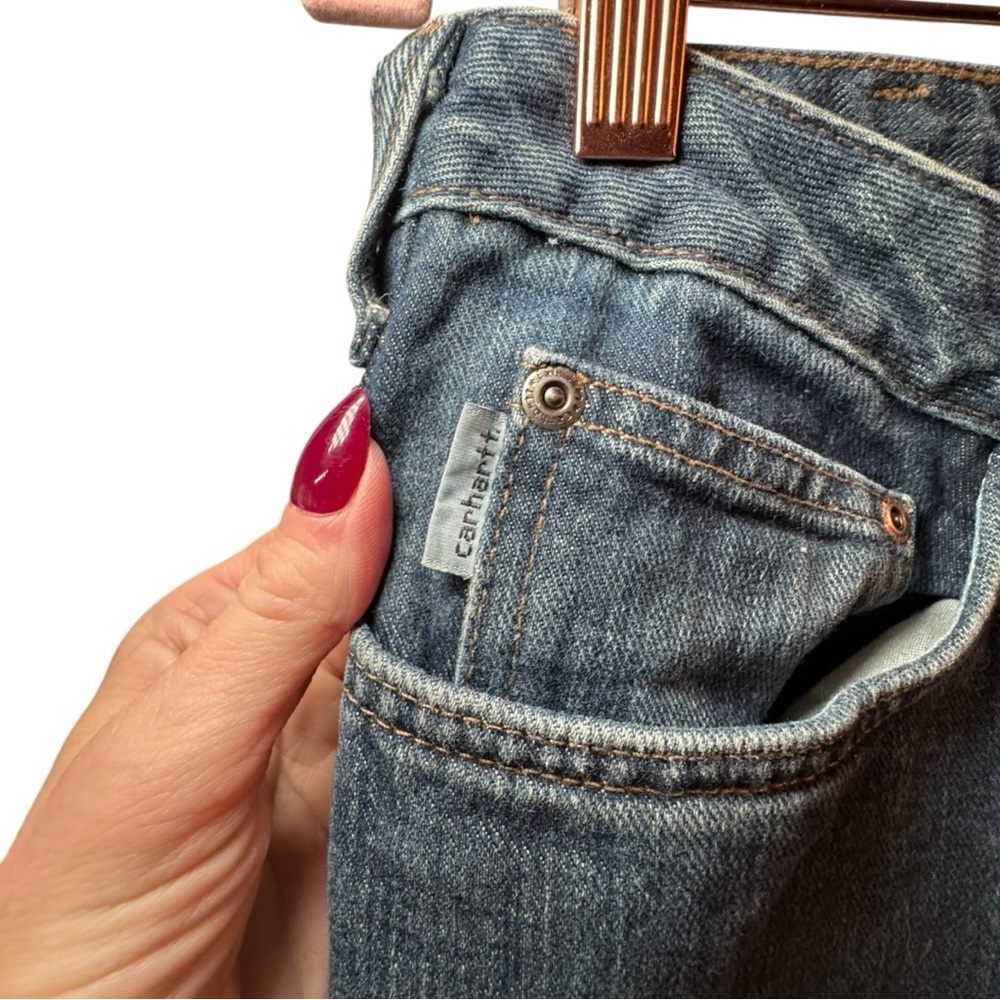 CARHARTT Blue Insulated Original Fit Straight Jeans 8 - Picture 6 of 13